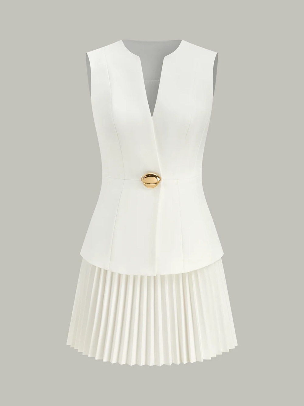 Commense Sleeveless Metal Detail Pleated Mini Dress - Size XS - Picture 2 of 5